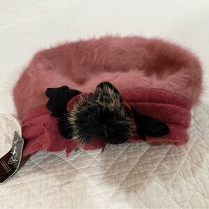 Forbusite mauve rose romantic academia angora wool fuzzy hat NWT